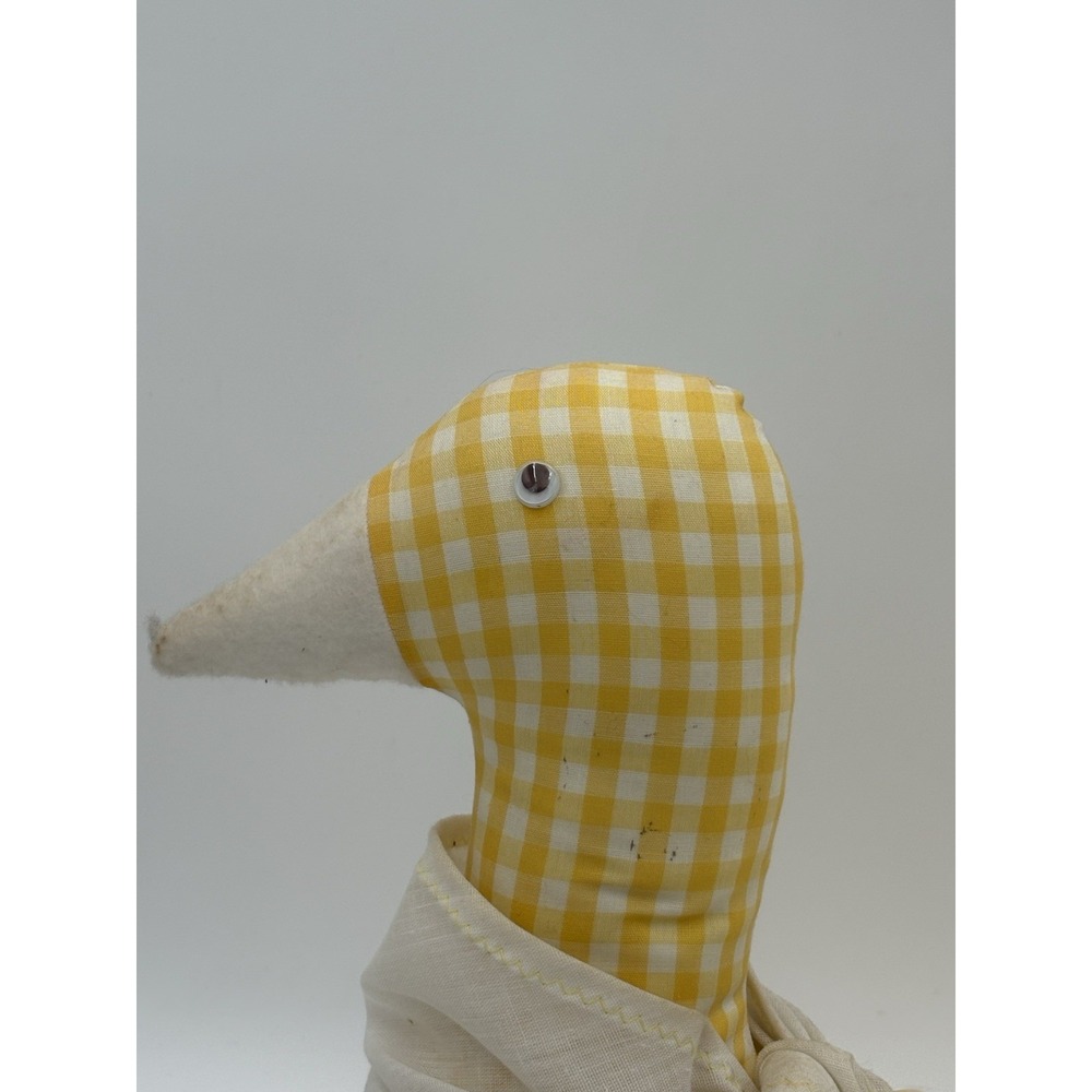 USA Vintage Cottagecore Stuffed Fabric Mother Goose Granny Lace Yellow Check‎ - Picture 2 of 11